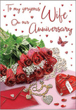 The image shows an anniversary card designed as a romantic tableau, capturing the feeling of a private celebration in Finsbury. At its centre, a compact arrangement of red roses spills gracefully across the card, each bloom full and velvety, with petals shaded from deep wine-red to brighter crimson at the edges. The roses are nestled among glossy green foliage, giving the impression of freshly gathered stems laid down for a moment of contemplation. Just below and beside the flowers, a clean, softly angled envelope suggests the presence of a handwritten message, the kind shared quietly at home on a special evening near Finsbury's quiet squares. A small heart-shaped keepsake box and an elegant piece of jewellery rest nearby, their smooth, reflective surfaces catching the light and suggesting a precious anniversary gift. Scattered across the background are tiny hearts and subtle sparkling accents, like delicate confetti, adding playfulness and depth to the scene. A single butterfly motif appears to hover in the arrangement, lending a sense of gentle motion and dreamlike charm. The lighting is soft and diffused, with no harsh shadows, enhancing the warmth and intimacy of the palette-passionate reds, muted blush tones, and creamy whites. Flowing cursive text winds through the composition, forming the card's loving message and guiding the eye naturally from roses to gifts to sentiment. Altogether, this carefully balanced scene evokes tenderness, appreciation, and enduring romance, ideal for celebrating an anniversary in Finsbury, whether in a cosy flat close to local cafés or a quiet home tucked along nearby streets.